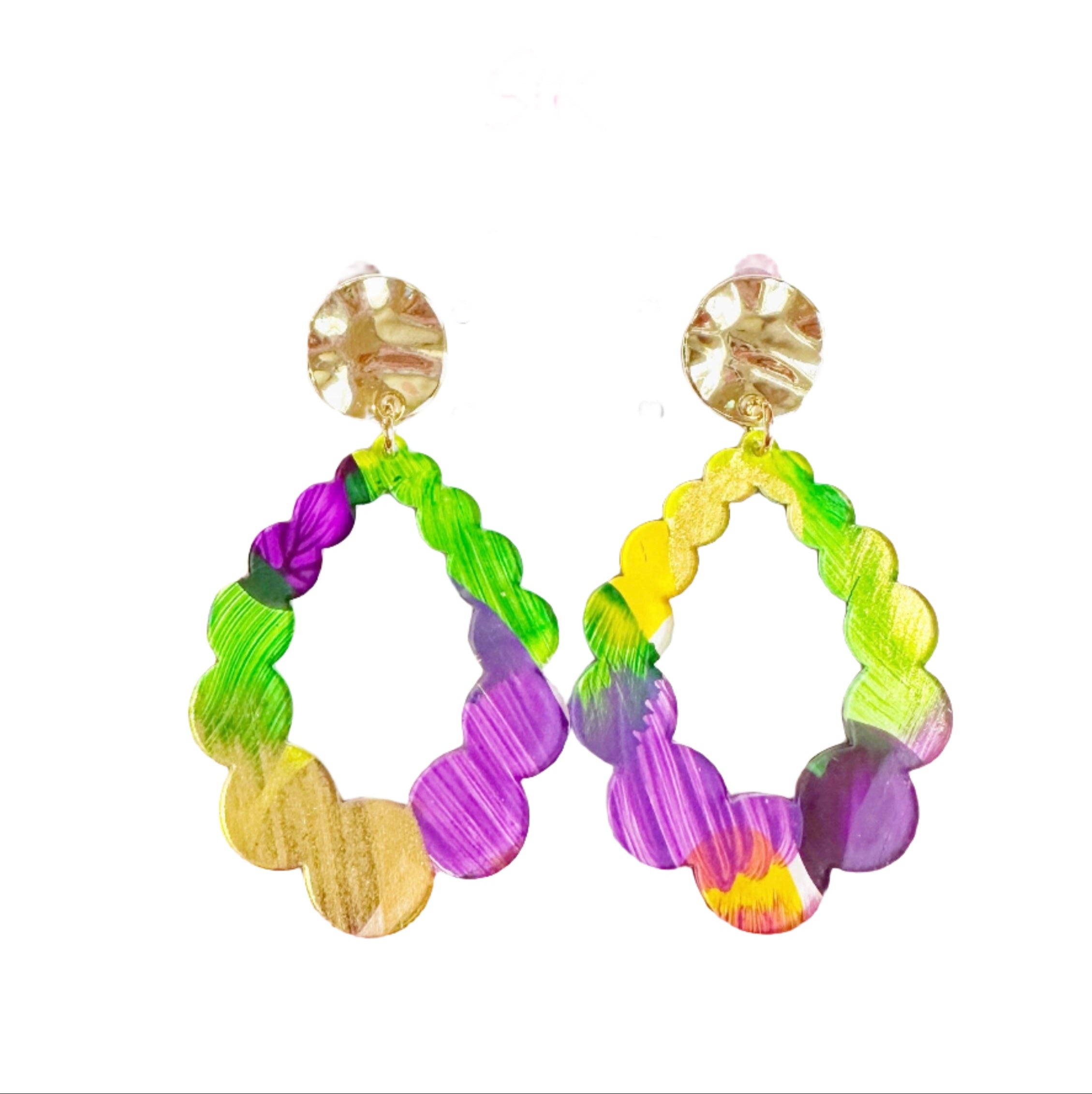 Mardi Gras Acrylic Oval Earrings - Gabrielle's Biloxi
