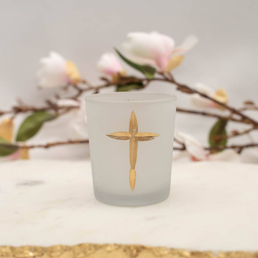 Cruix Glass Votive Frosted/Gold - Gabrielle's Biloxi