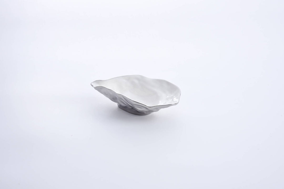 Pampa Bay Small Oyster Bowl - White & Silver - Gabrielle's Biloxi