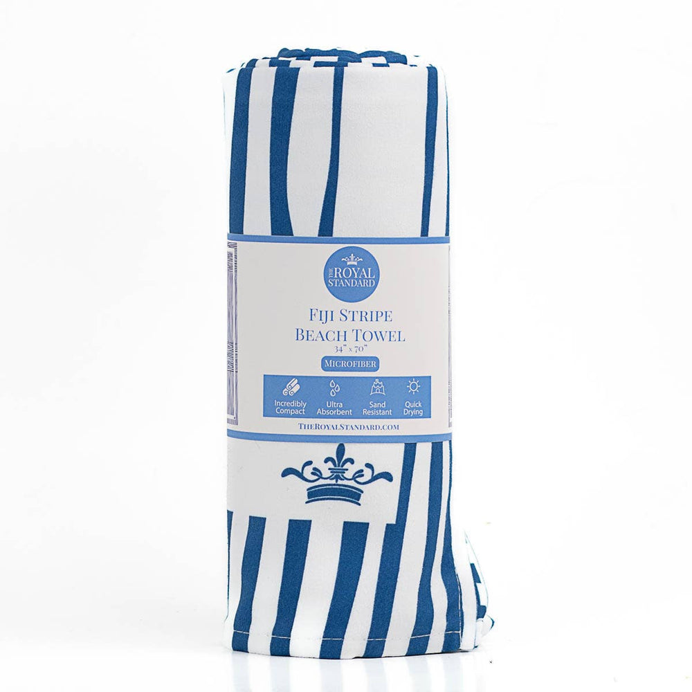 Fiji Stripe Beach Towel   Royal/White   34x70 - Gabrielle's Biloxi