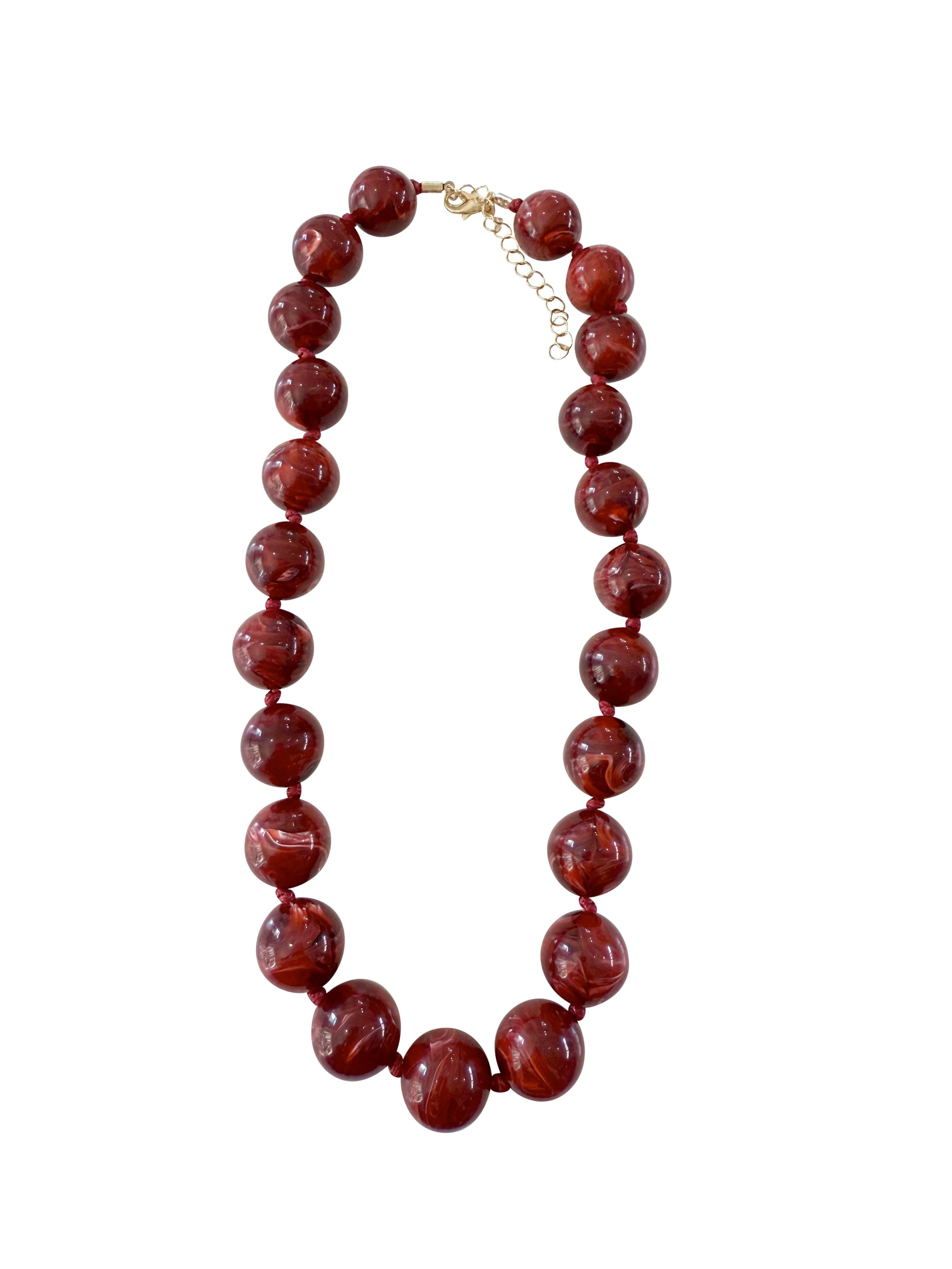 Mabry Chunky Beaded Necklace- Maroon
