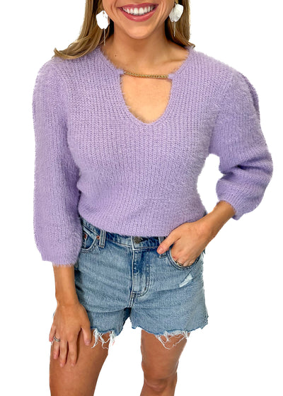 Bishop + Young Anise Cut Out Sweater - Lilac - Gabrielle's Biloxi