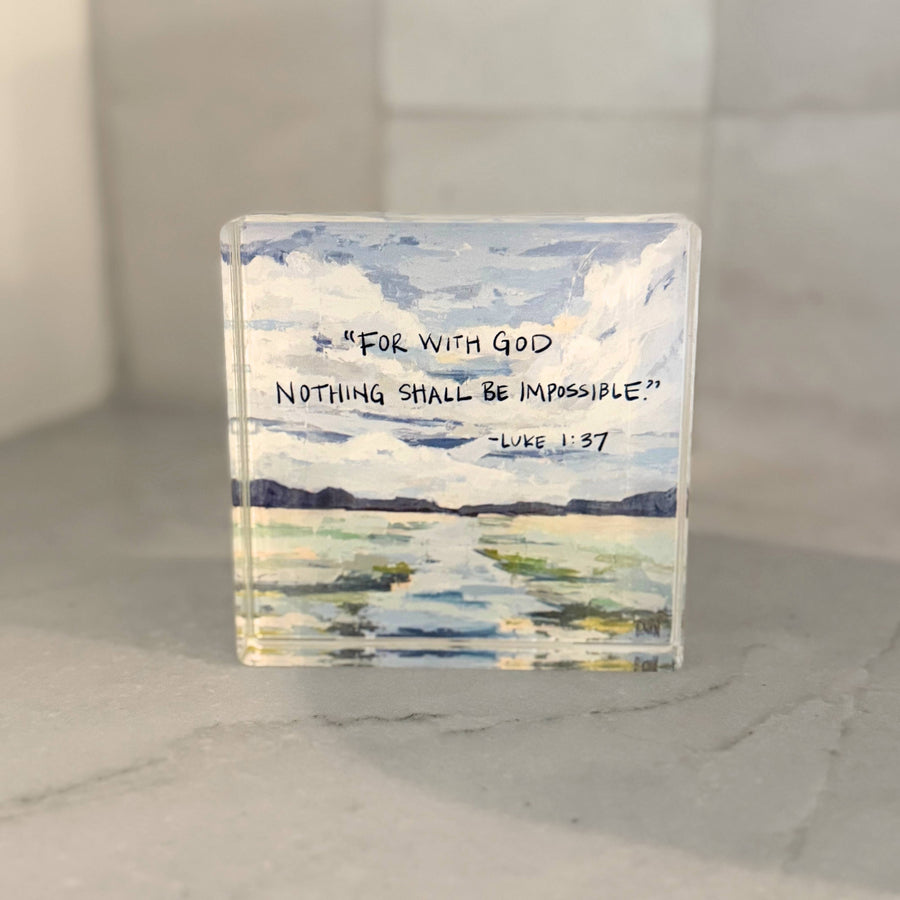 Lauren Dunn Luke 1:37 Acrylic Scripture Block - Gabrielle's Biloxi
