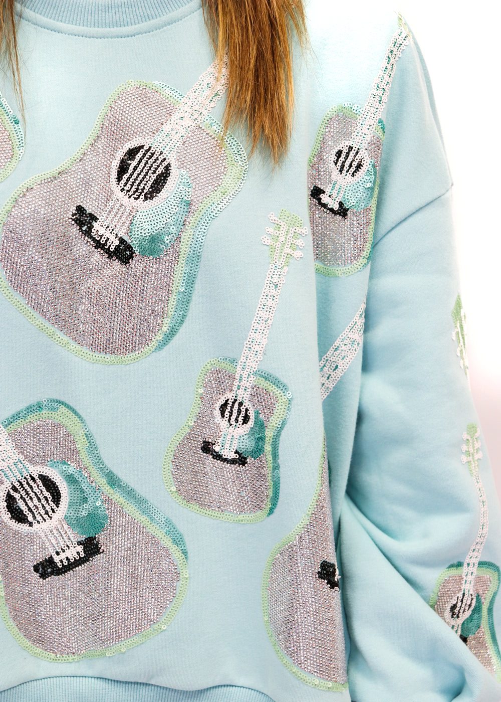 Queen of Sparkles Mint Guitar Sweatshirt - Gabrielle's Biloxi