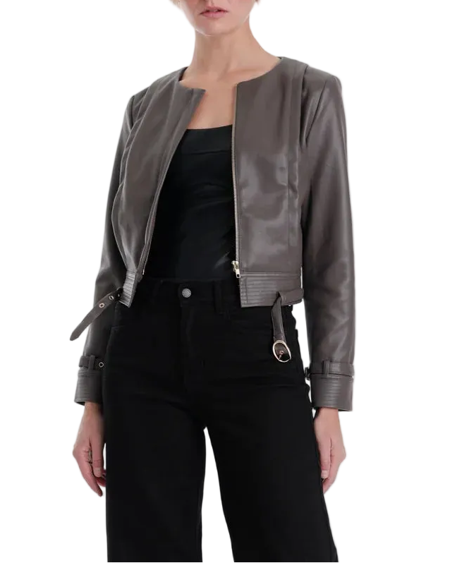 Karina Grimaldi Natalie Vegan Leather Jacket - Smoke	Grey - Gabrielle's Biloxi