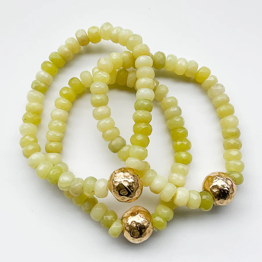 Rondelle Gemstone Ball Bracelet - Lime - Gabrielle's Biloxi