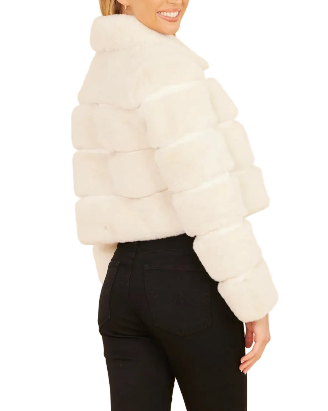 Dolce Cabo Faux Fur Cropped Jacket - Ivory - Gabrielle's Biloxi