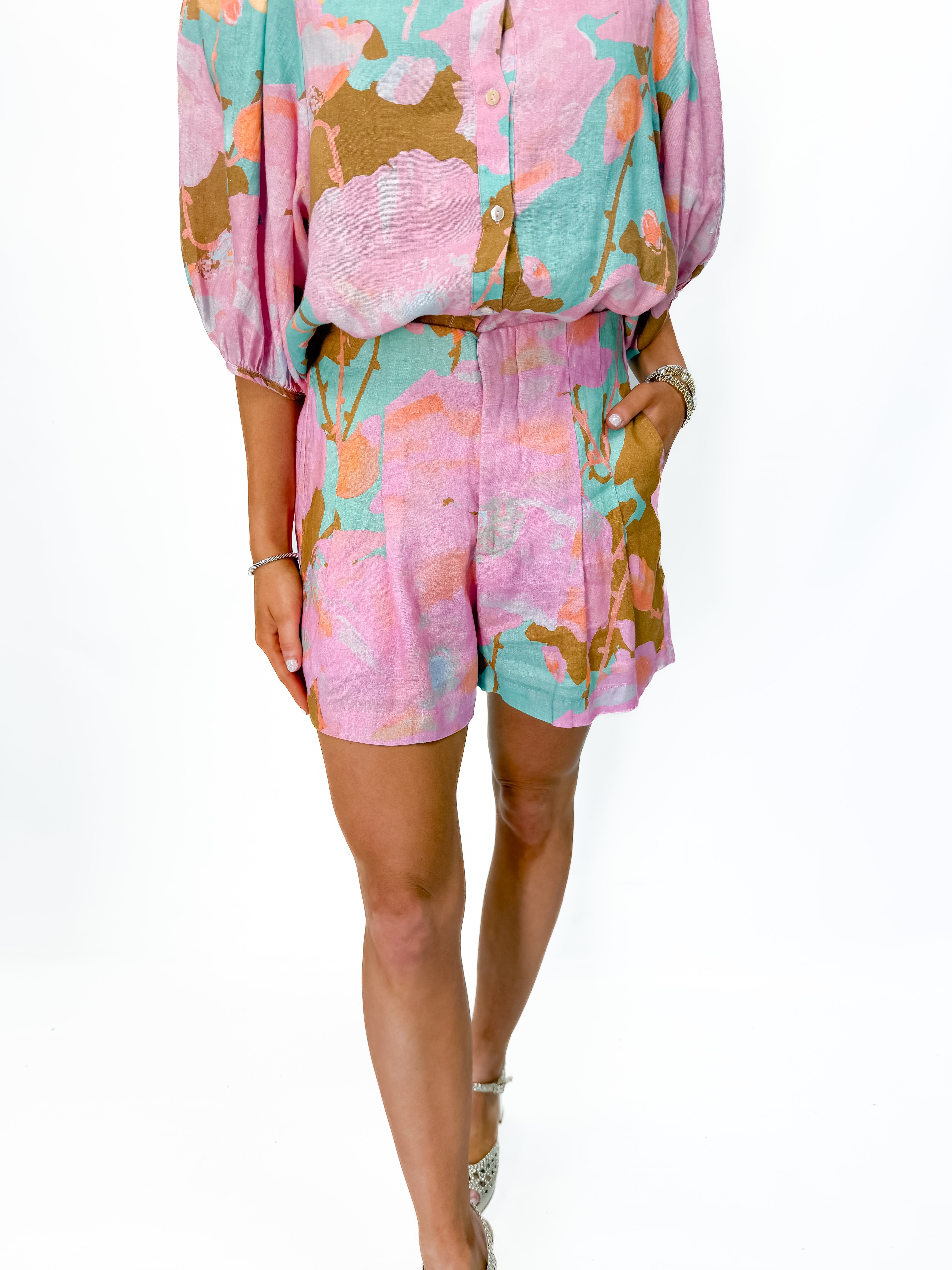 Lanhtropy Frida Linen Shorts - Aquarela - Gabrielle's Biloxi