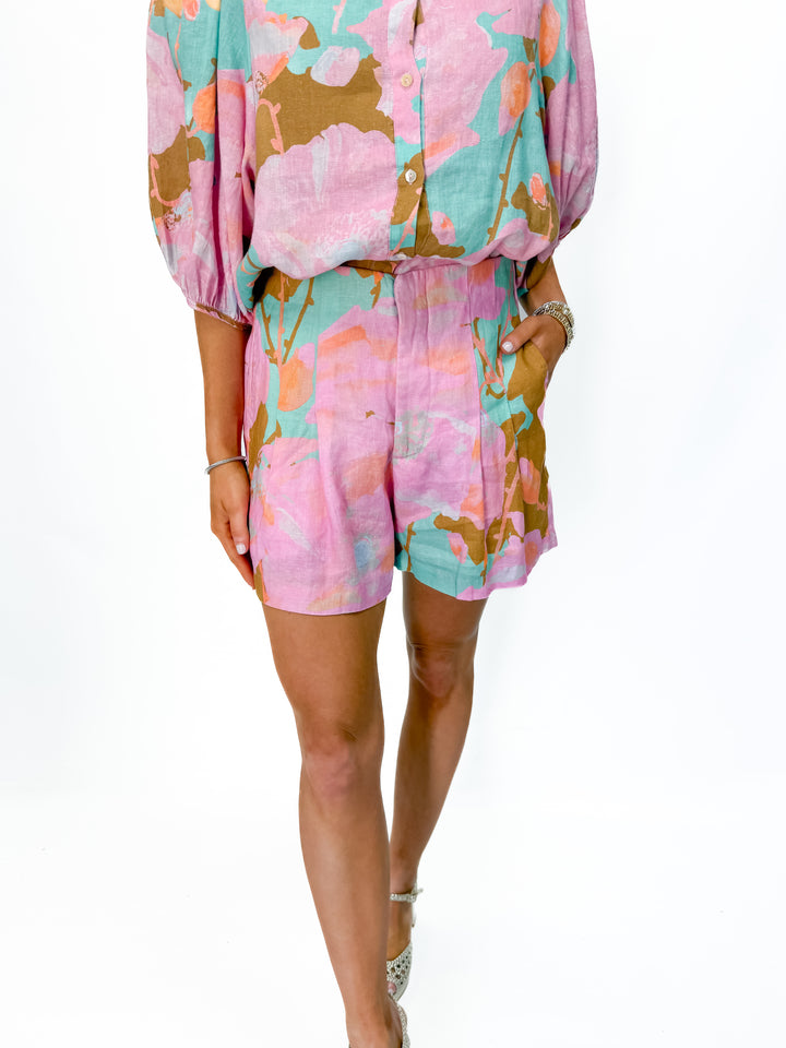 Lanhtropy Frida Linen Shorts - Aquarela - Gabrielle's Biloxi