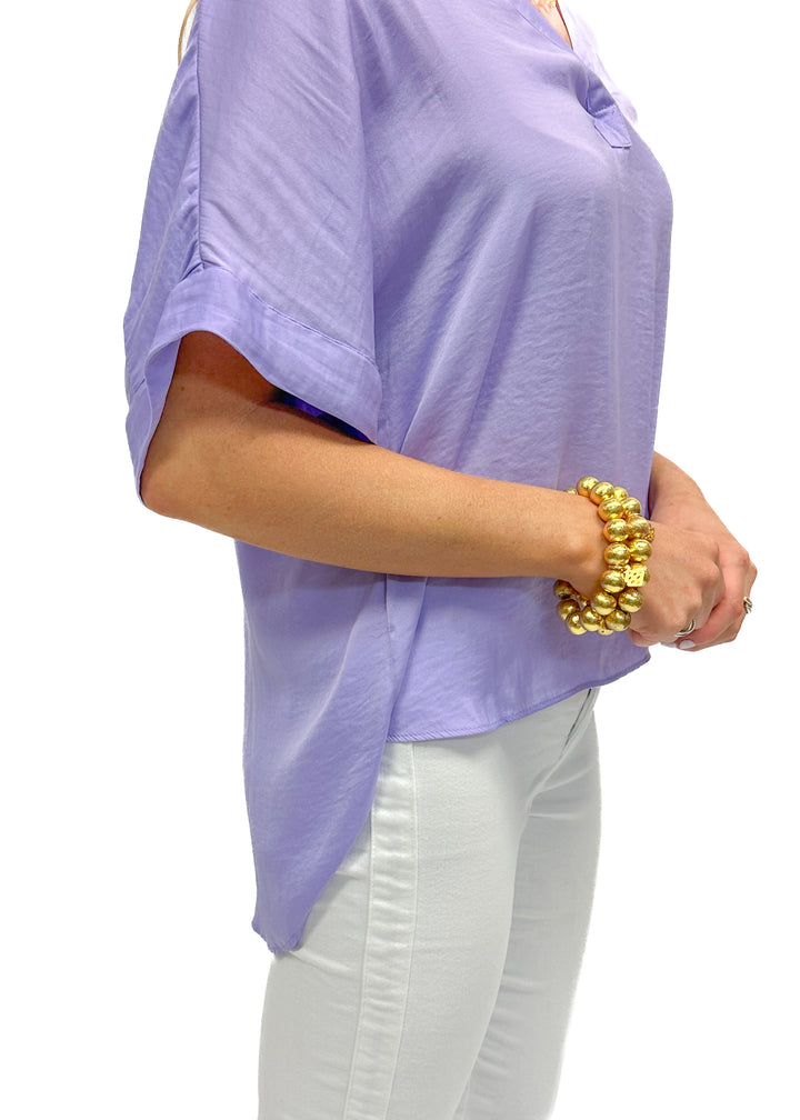 LBLOX V-Neck Collar Blouse - Lavender - Gabrielle's Biloxi