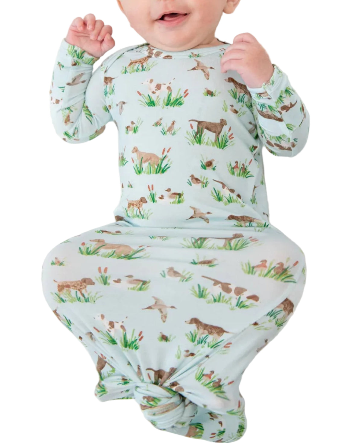 Delta Bird Hunting Dogs- Knotted Infant Gown