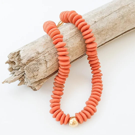 Virtue Heishi Clay Necklace - Burnt Orange
