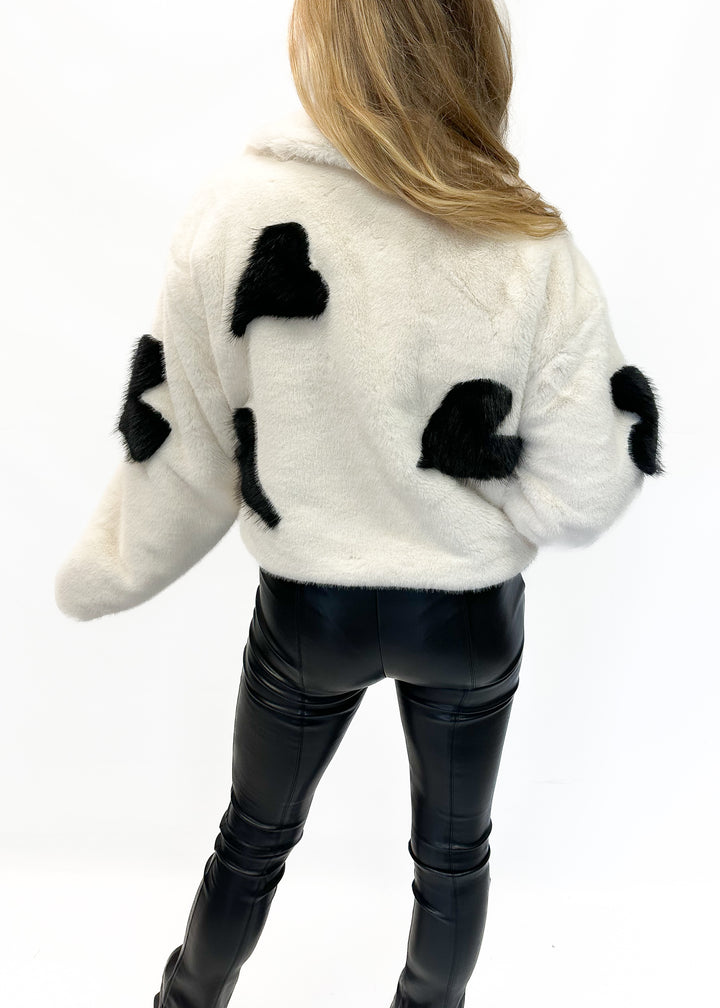 Jayley Handmade Love Heart Bamboo Fur Jacket - Cream - Gabrielle's Biloxi