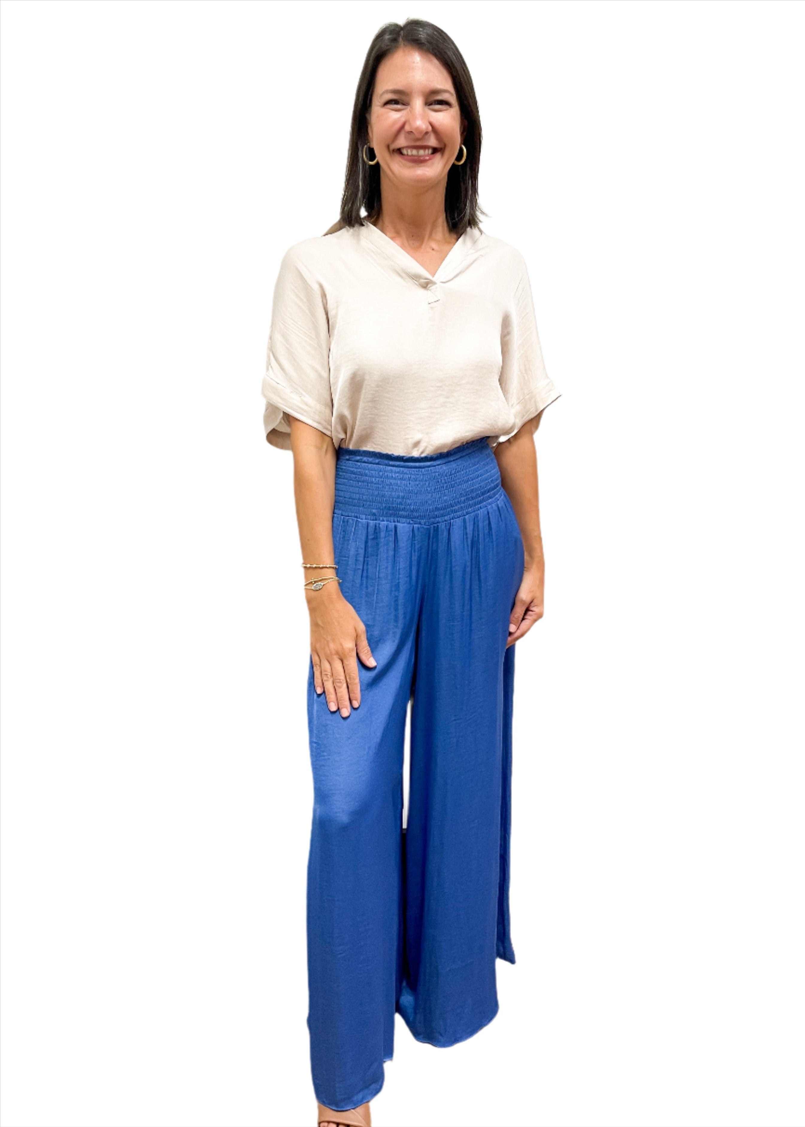 LBLOX Smocked Waist Pants - Royal - Gabrielle's Biloxi