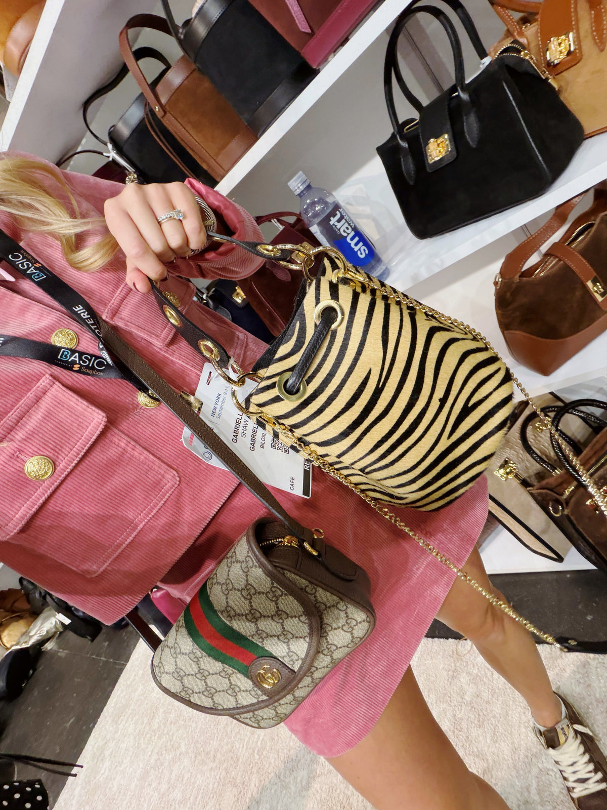 German Fuentes Genuine Leather & Cowhide Bucket Bag - Tiger