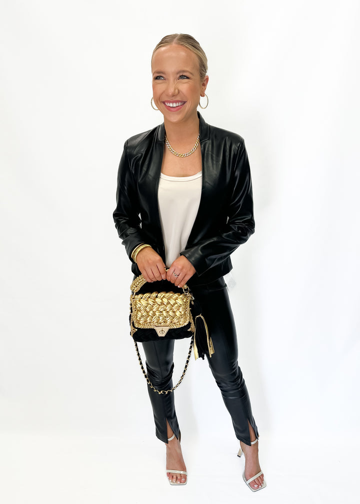Wolf & Willa Bliss 2 Crocheted Bag with Gold Flap - Black - Gabrielle's Biloxi