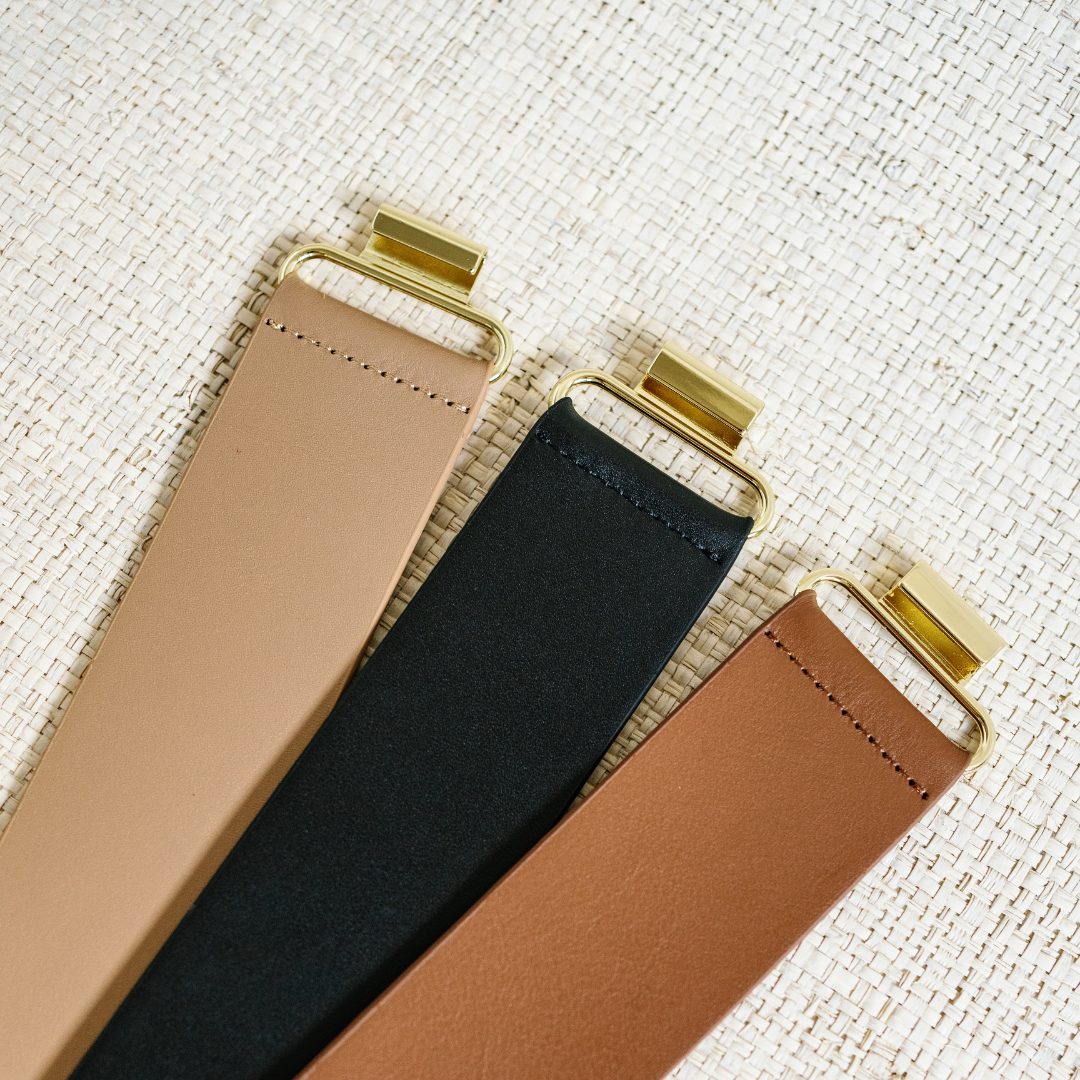 Brown Genuine Leather Interchangeable Stretch Belt - Gabrielle's Biloxi