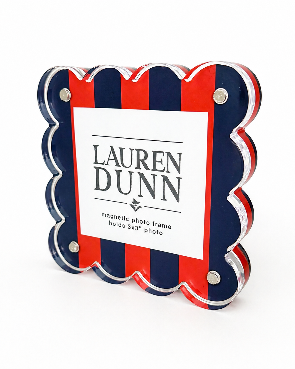 Lauren Dunn Gameday Red and Navy Striped Scalloped Acrylic Frame