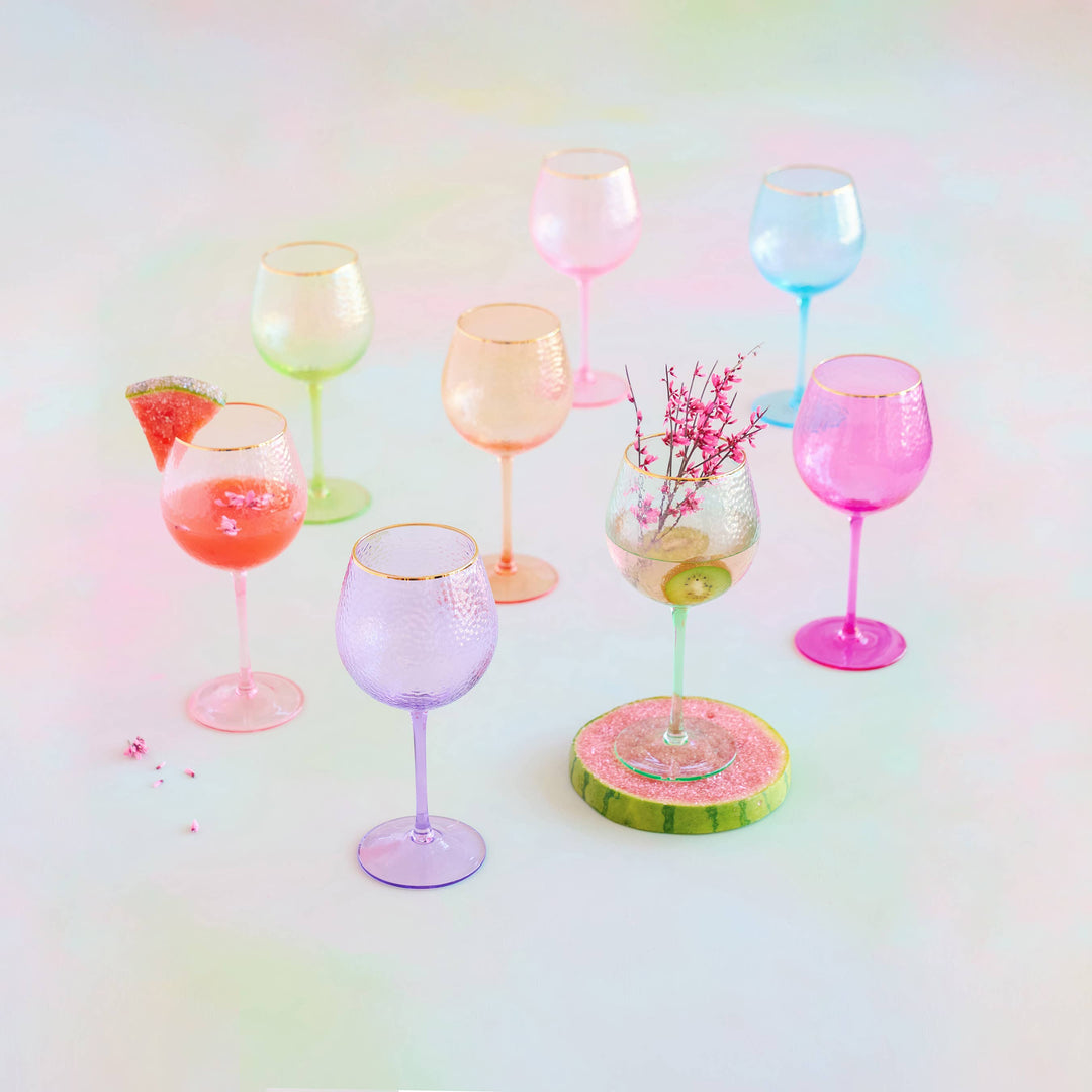 Glitterville Rainbow Wine Glass Glass - 8.85" - Gabrielle's Biloxi