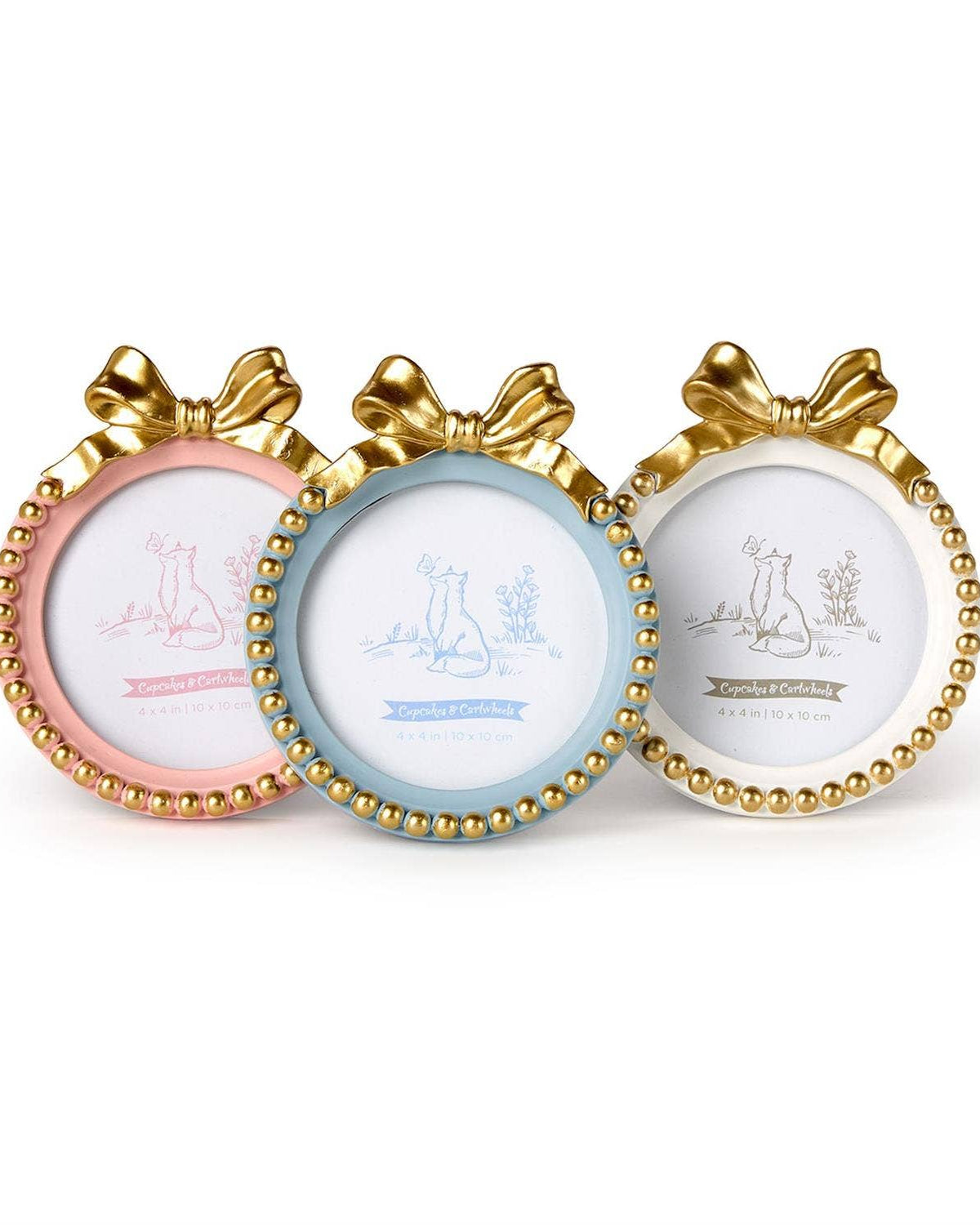 Golden Bow 4" x 4" Round Photo Frame Assorted 3 Colors