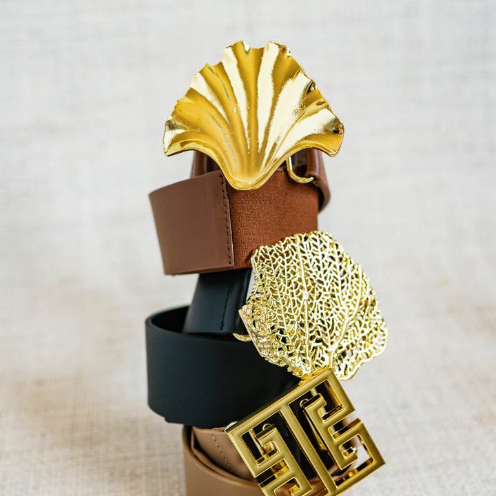 Clamshell Artisan Interchangeable Belt Buckle w/ Gold Finish - Gabrielle's Biloxi