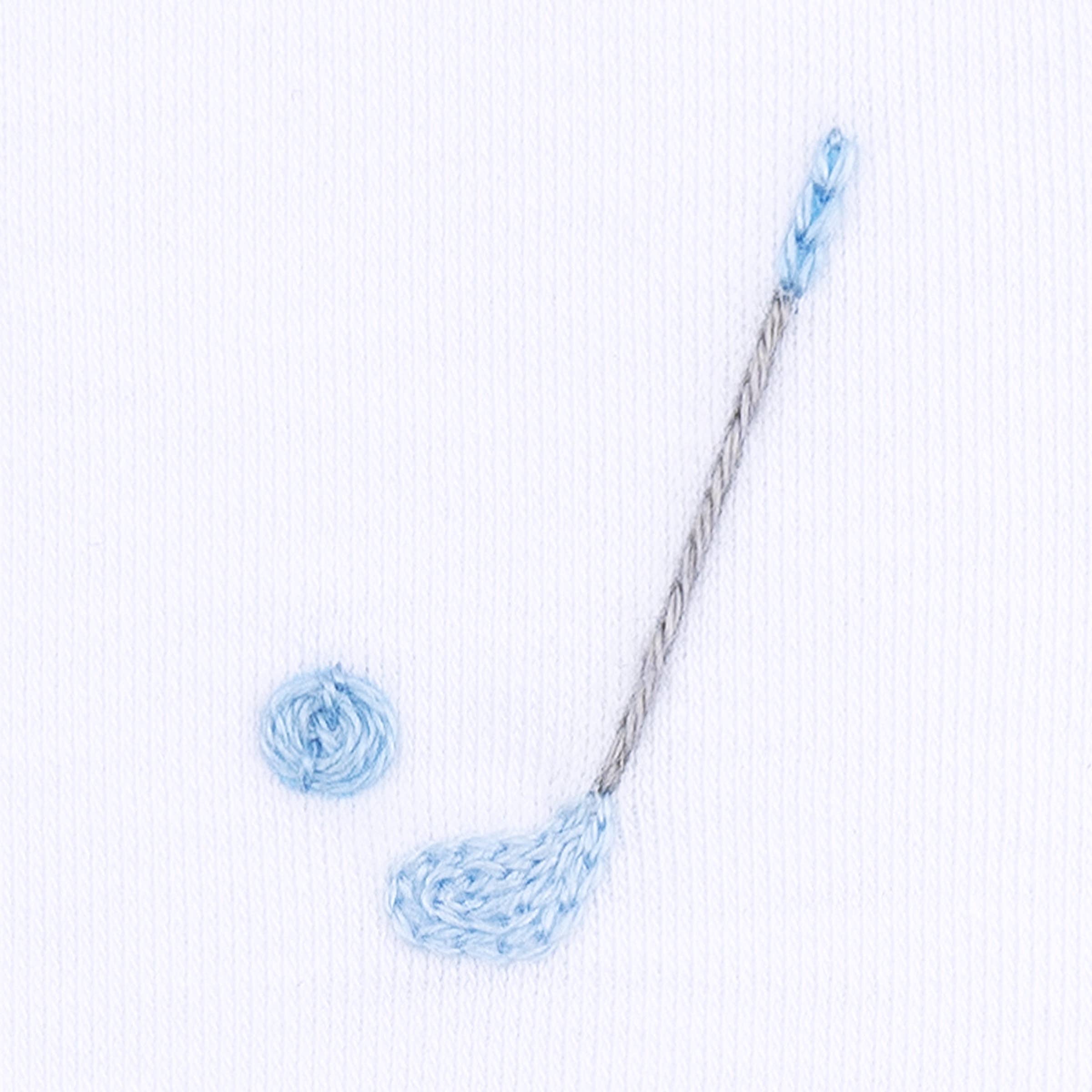 Tiny Tee Time Embroidered Footie - Light Blue - Gabrielle's Biloxi