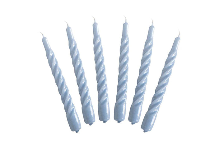 Etu Lacquer Twisted Taper Candles, Denim Blue,  Boxed, Set of 6 - Gabrielle's Biloxi