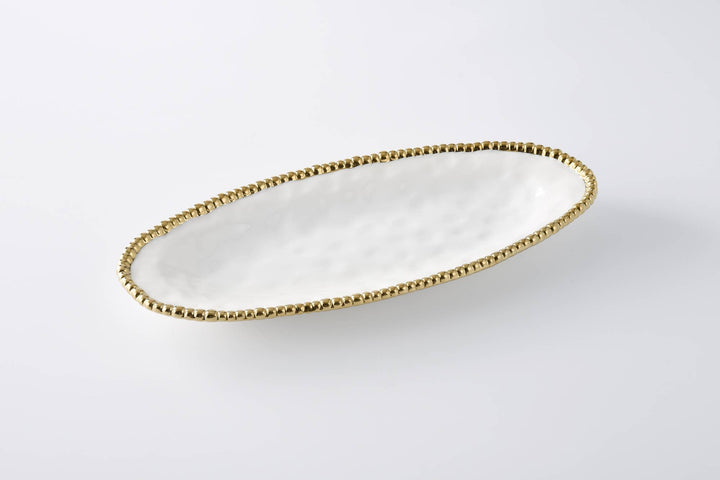 Pampa Bay Oval Serving Piece - White & Gold - Gabrielle's Biloxi