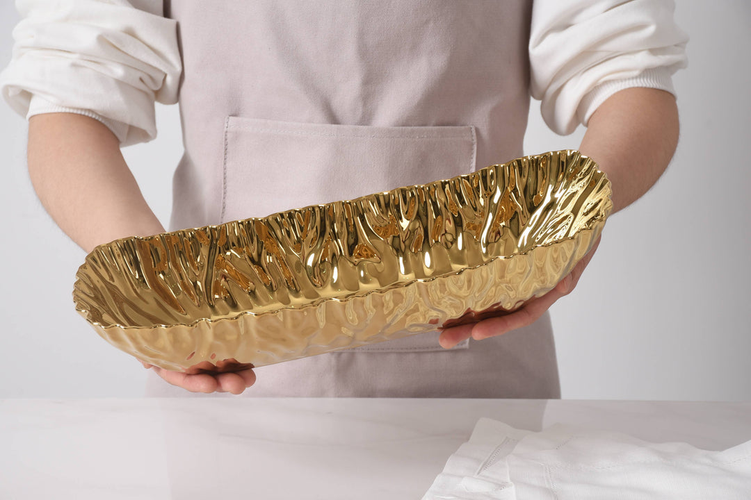 Pampa Bay Deep Rectangular Server - Gold - Gabrielle's Biloxi