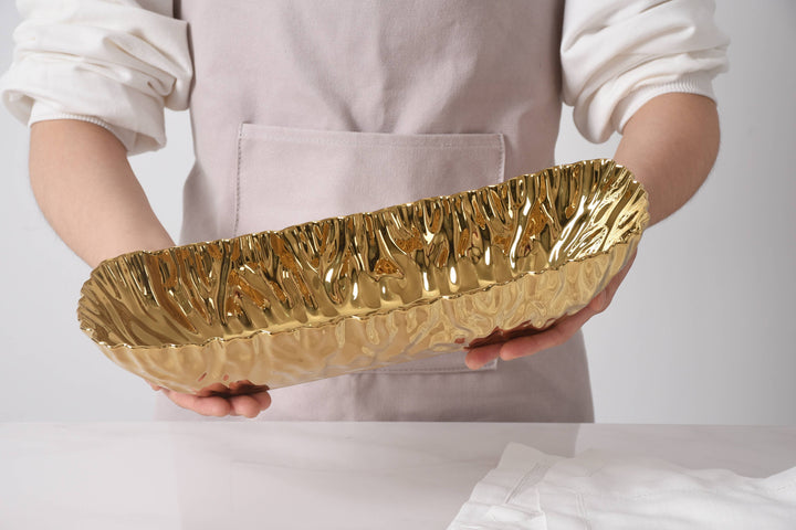 Pampa Bay Deep Rectangular Server - Gold - Gabrielle's Biloxi