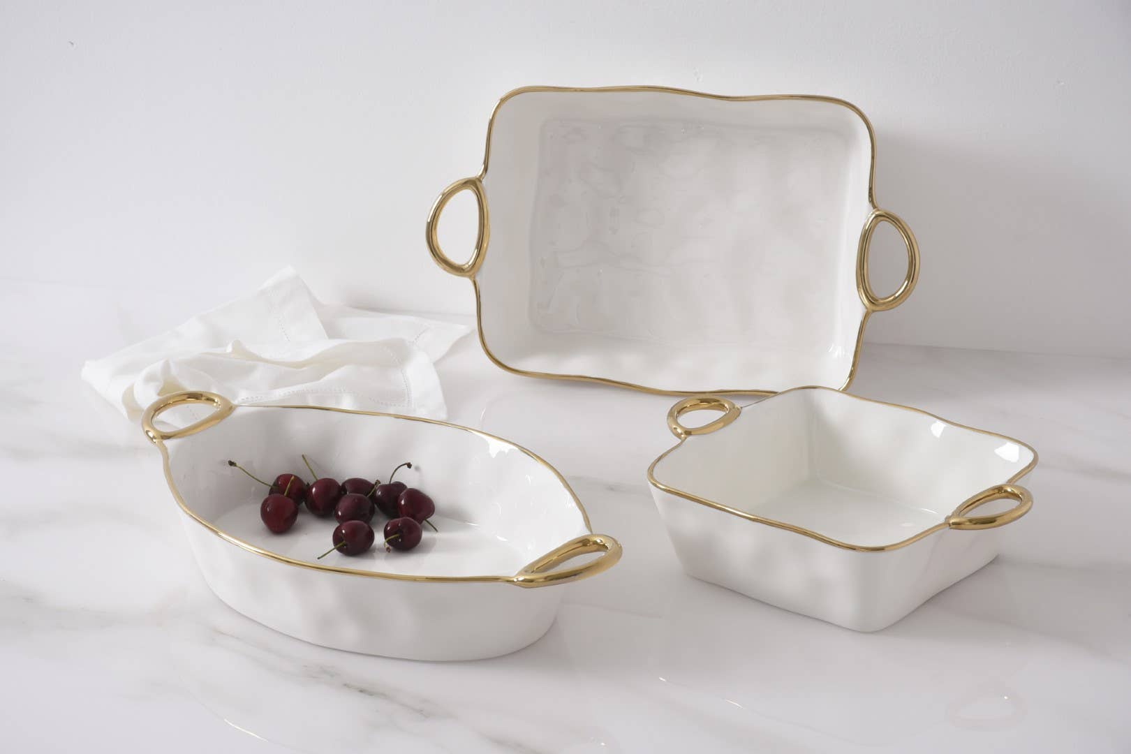 Pampa Bay Oval Baking Dish - Gold Handles - Gabrielle's Biloxi
