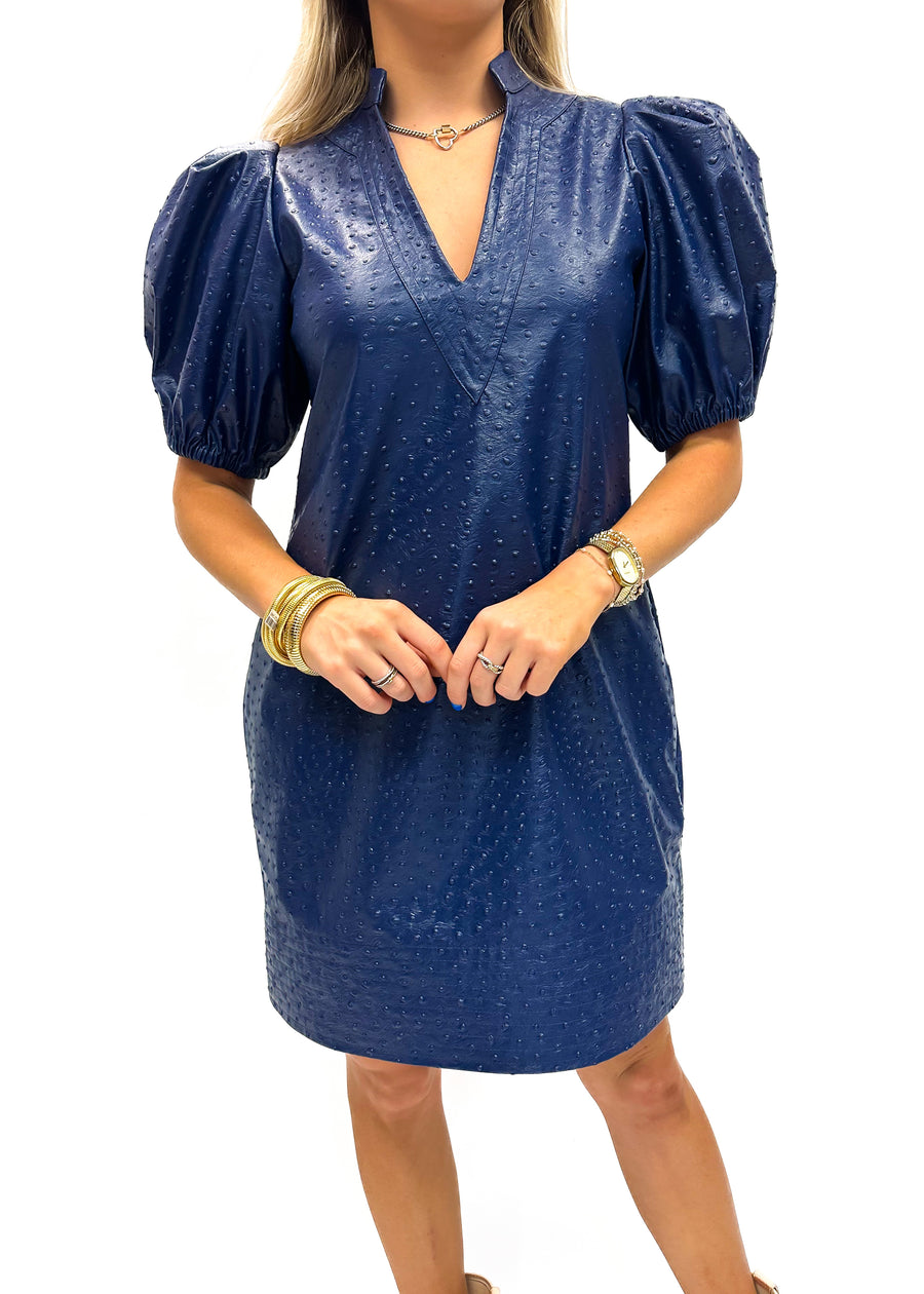 Emily McCarthy Hampton Mini - Navy Vegan Ostrich Leather - Gabrielle's Biloxi