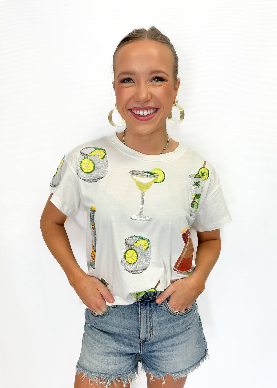 Queen of Sparkles White Multi Drink Tee - Gabrielle's Biloxi