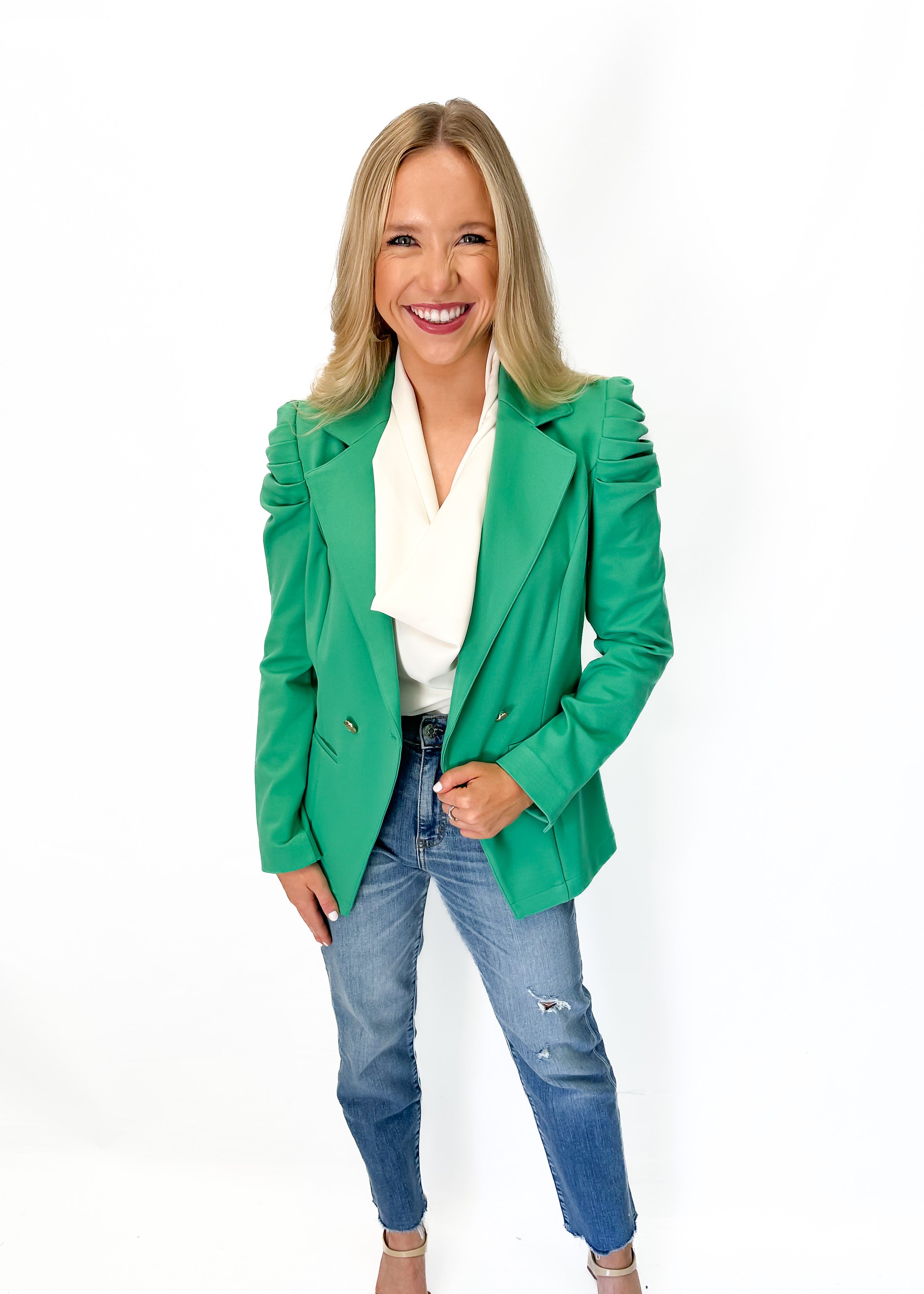 Emily McCarthy Bradshaw Blazer - Ming Green - Gabrielle's Biloxi