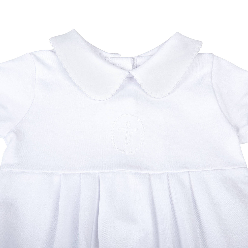Magnolia Baby Blessed Collared S/S Girl Bubble - White - Gabrielle's Biloxi