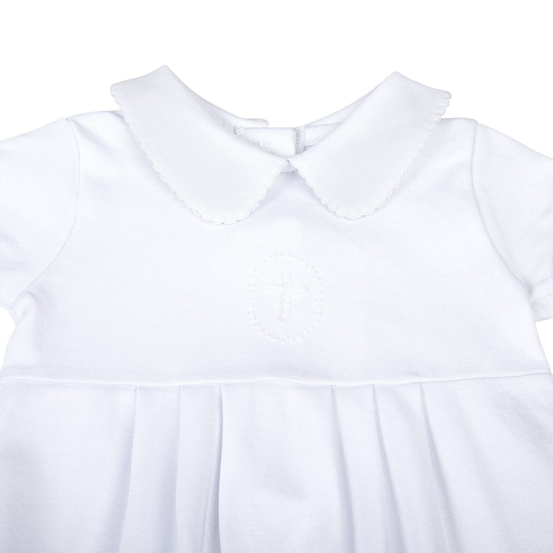 Magnolia Baby Blessed Collared S/S Girl Bubble - White - Gabrielle's Biloxi