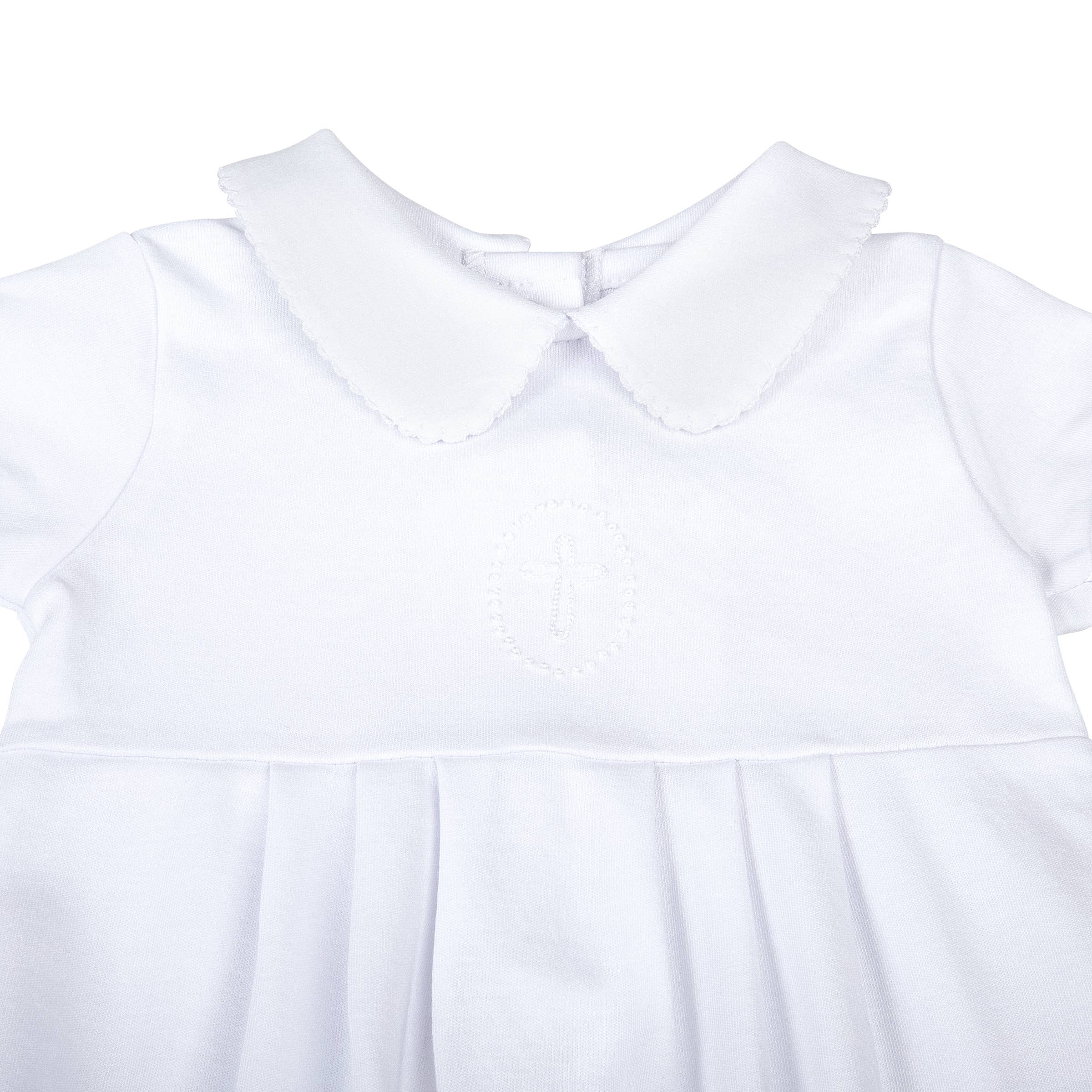 Magnolia Baby Blessed Collared S/S Girl Bubble - White - Gabrielle's Biloxi