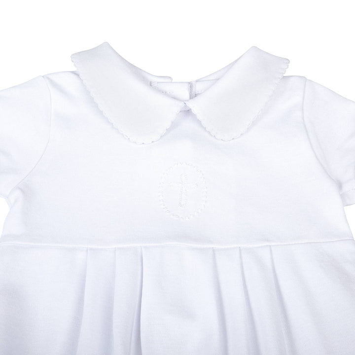 Magnolia Baby Blessed Collared S/S Girl Bubble - White - Gabrielle's Biloxi