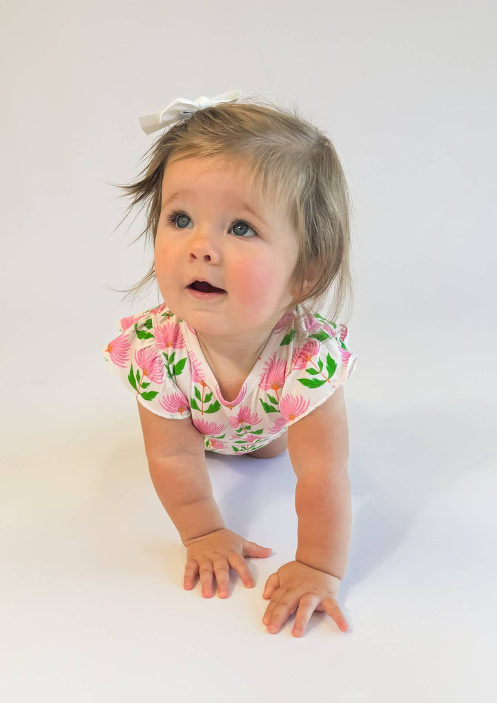 Pink Block Print Flowers - Flutter Bubble - Gabrielle's Biloxi