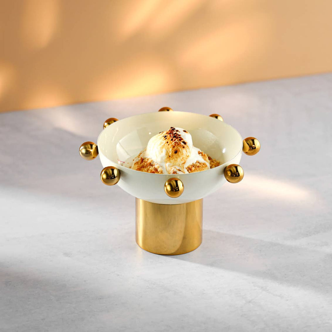 Temari White and Gold Nut Bowl - Gabrielle's Biloxi