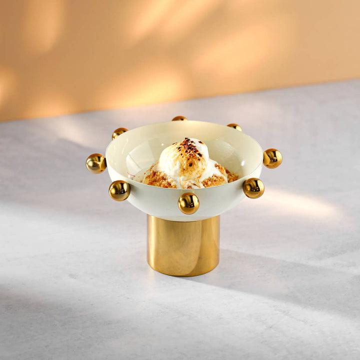 Temari White and Gold Nut Bowl - Gabrielle's Biloxi