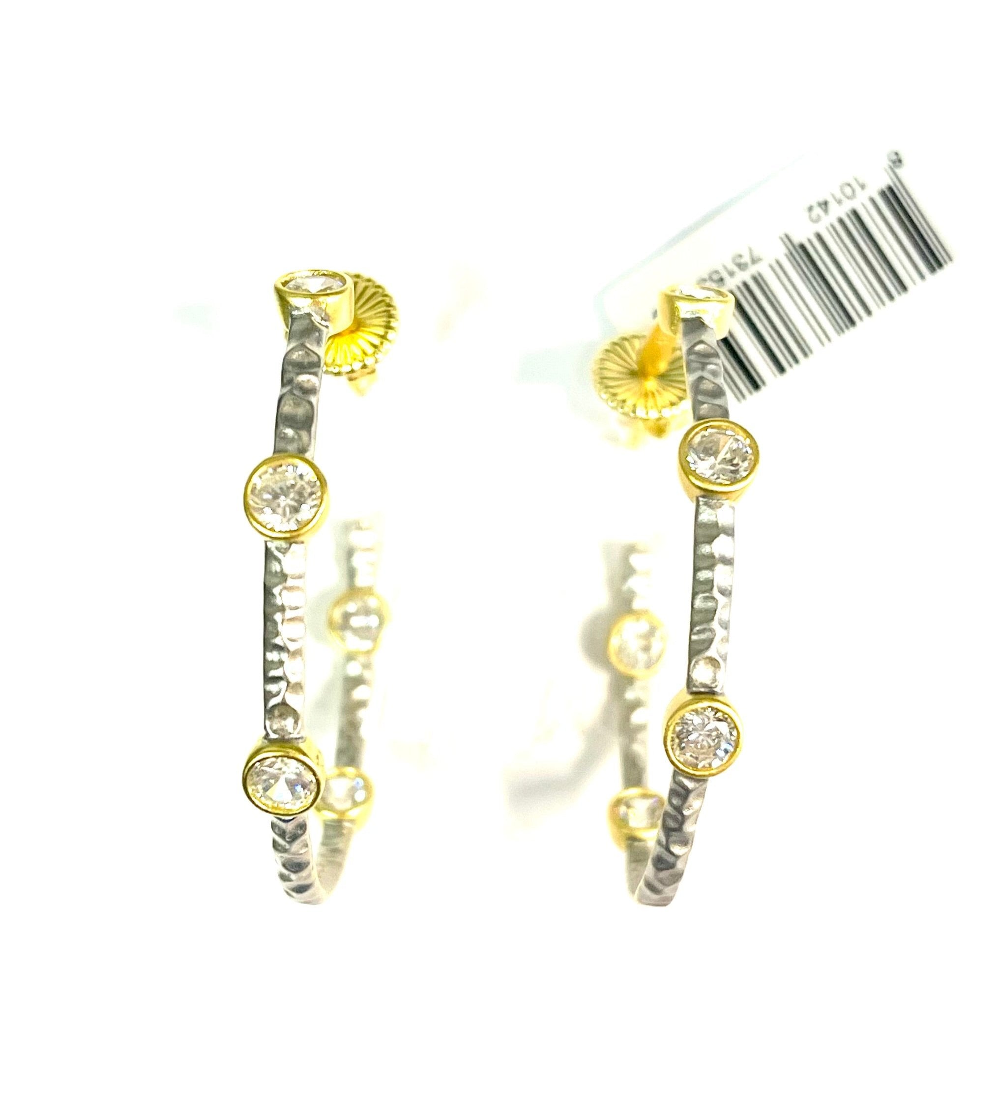 Freida Rothman Starry Night Hoop Earrings - Gold & Silver - Gabrielle's Biloxi