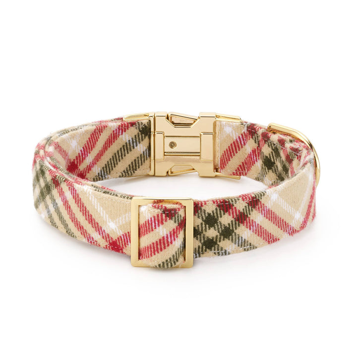 Eggnog Plaid Flannel Holiday Dog Collar - Gabrielle's Biloxi