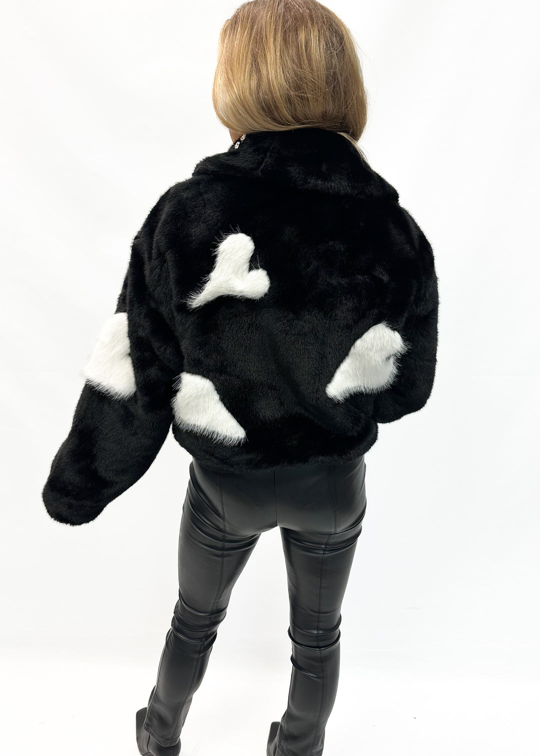 Jayley Handmade Love Heart Bamboo Fur Jacket - Black - Gabrielle's Biloxi