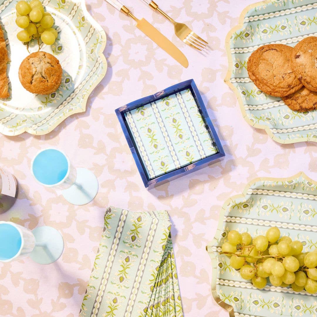 Rosemary Stripe French Blue Cocktail Napkins - Gabrielle's Biloxi