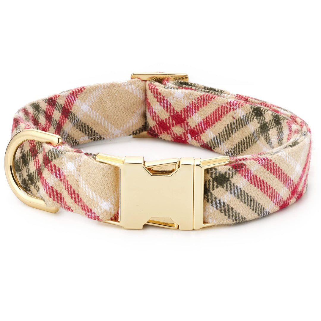 Eggnog Plaid Flannel Holiday Dog Collar - Gabrielle's Biloxi