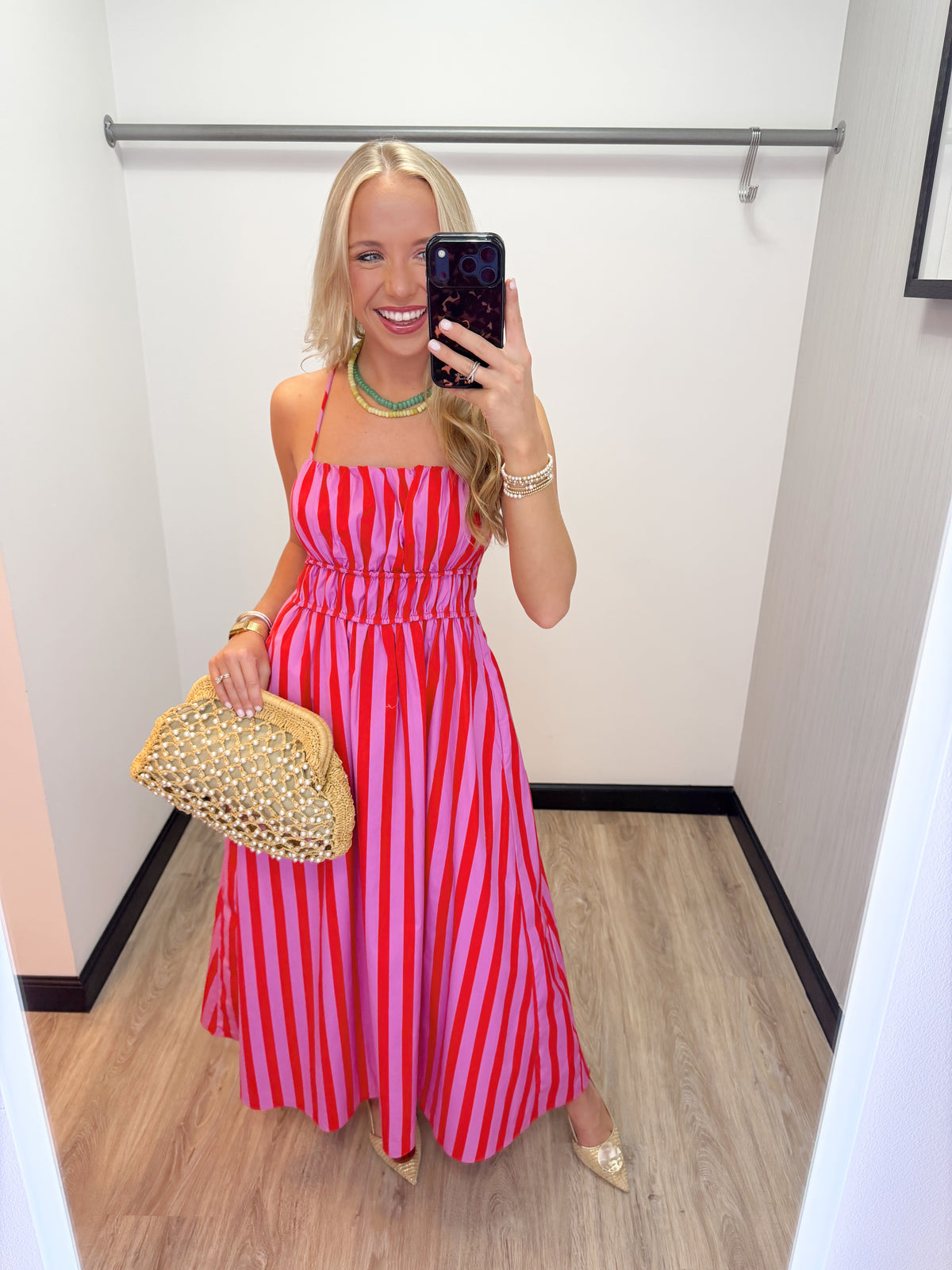 red stripe maxi dress Sleeveless Size:US 11.5 / EU 44 🌸 An incredibly hard #td1934-butter-yellow length silhouette creates graceful