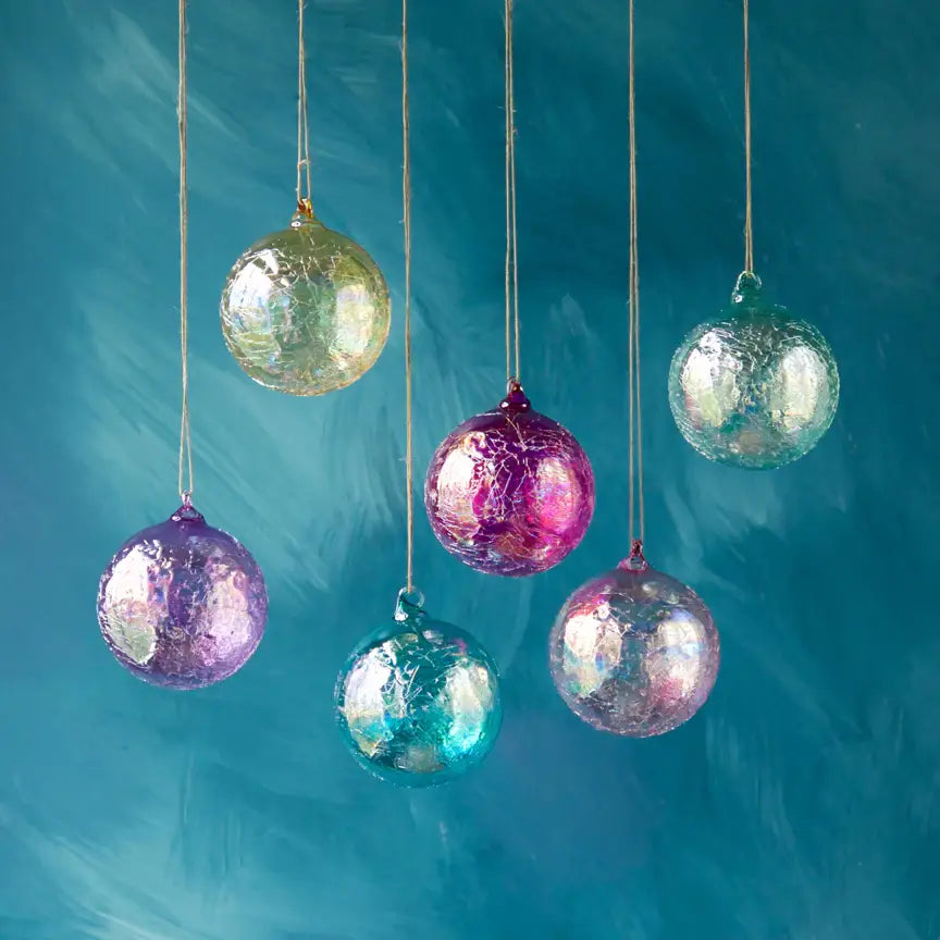 Glitterville 4" Glass Ripple Iridescent Ball Ornament - Assorted - Gabrielle's Biloxi