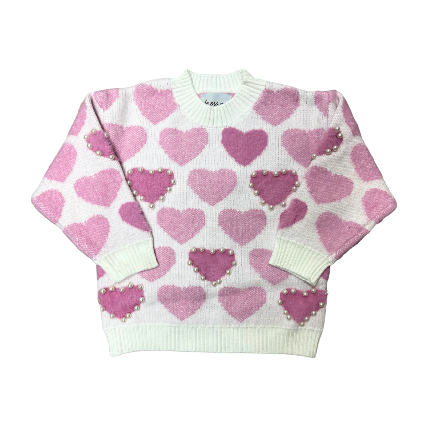 Girls Soft Oversized Heart Sweater - Gabrielle's Biloxi