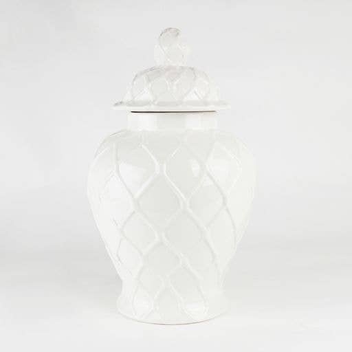 White Textured Ginger Jar - Extra Large - Gabrielle's Biloxi